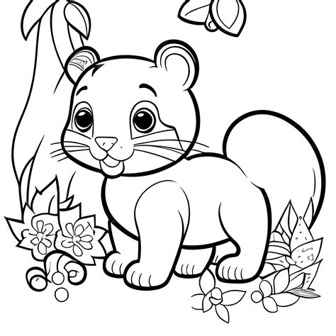 cute animal black and white drawing 5