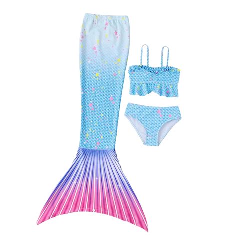 Hiijoy Girls Scale Print Ruffle Bikini Set With Tail Bottom Swimsuit Piece Walmart