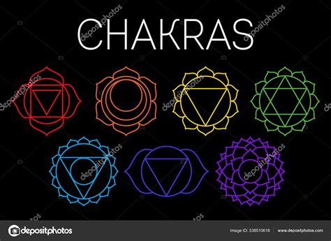 Chakras Set Muladhara Swadhisthana Manipura Anahata Vishudd Stock