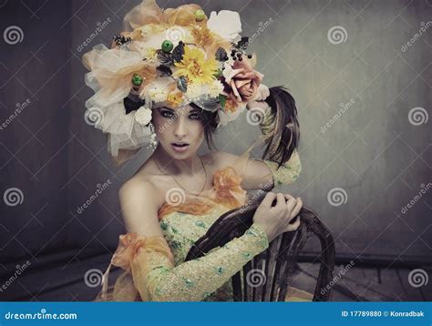 Brunette Beauty Sitting On A Chair Stock Photo Image Of Furniture Flirt 17789880