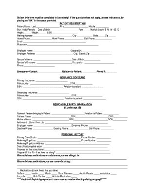 Fillable Online Patient Information Form Click To Display And Print PDF