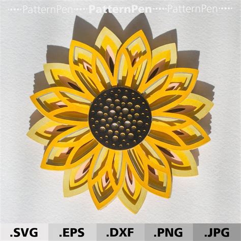 Free 97 3D Layered Sunflower Svg Free SVG PNG EPS DXF File