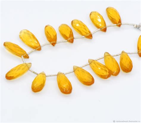 Кварц цвета цитрин бусины капли бриолеты 20х8 мм ГТК-031 в интернет ...