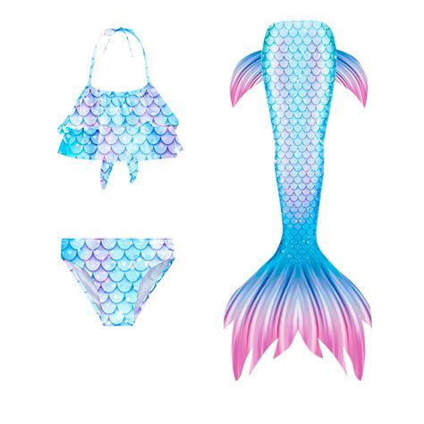 Girls Swimsuits Size 14 16 Colorful Ruffles Flounce Printed Bikini Set Bikini Fish Tail Set