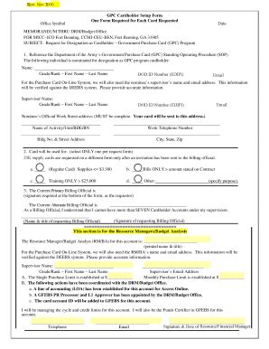 Fillable Online Gpc Cardholder Setup Form Fax Email Print Pdffiller