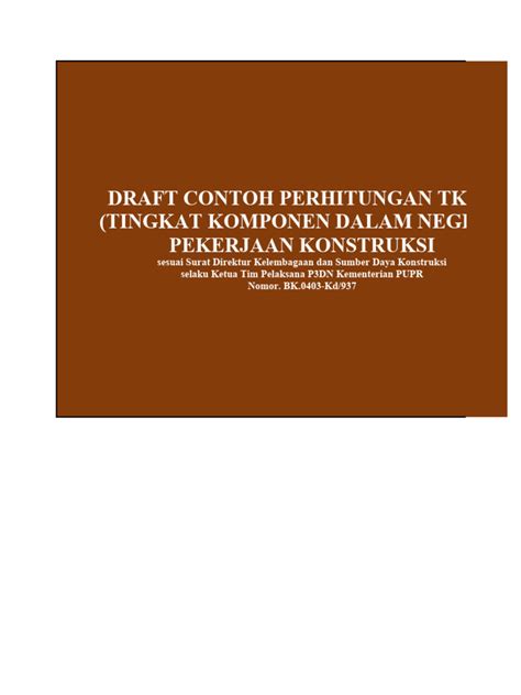 Template Tabel Perhitungan Tkdn Pekerjaan Konstruksi Surat Dksdk Djbk