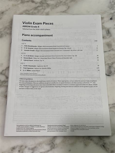 Violin Exam Abrsm Grade Piano Accompaniment