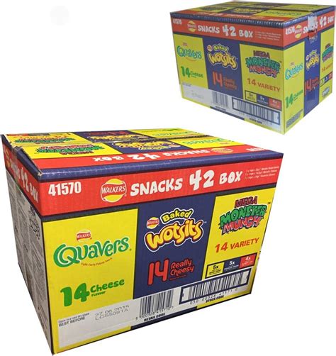 Walkers Snack 42 Pack Variety Crisp Box Wotsits Quavers Monster Munch