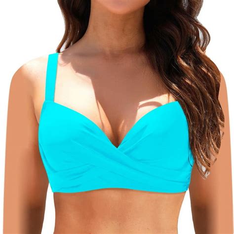 Clearance Yajing Womens Plus Size Swimwear With Breast Pad Multi Color Bikini Swimsuit S Blue