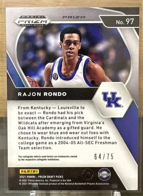 Rajon Rondo Panini Prizm Draft Picks Purple Prizm