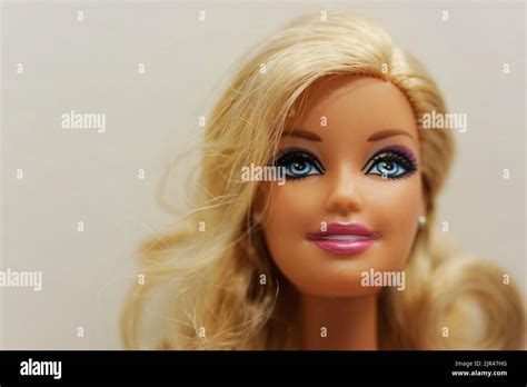 Blonde Barbie Doll Face Close Up With Copy Space Stock Photo Alamy