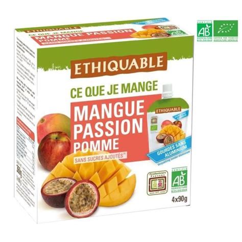 ETHIQUABLE Gourde Mangue Passion Pomme Bio 4 X 90g Achat Vente