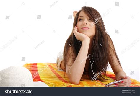 Beautiful Girl Bikini Laying Isolated On Stock Photo 22710844 Shutterstock