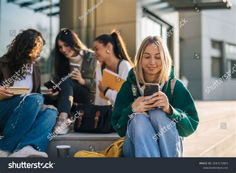 Blonde College Student Sitting Front College Stock Photo Shutterstock