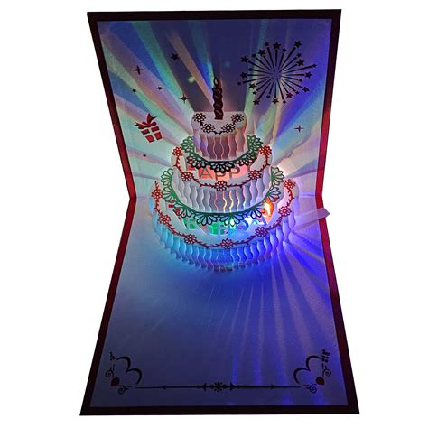 Buy D Pop Up Birthday Cards Led Coloured Lights Birthday Cake Music