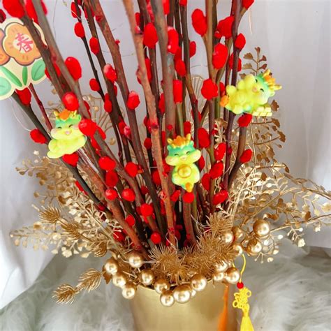 CNY 130 CHINESE NEW YEAR 2024 PUSSY WILLOWS Hobbies Toys Stationery Craft Flowers