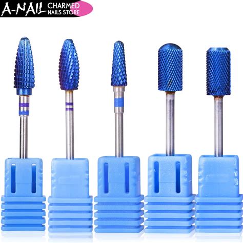 5 Types Blue Tungsten Carbide Burrs Nano Coating Nail Drill Bit Metal