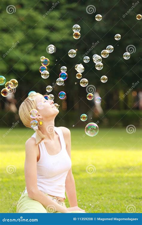 Blonde And Soap Bubbles Stock Photo Image Of Blonde