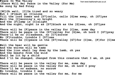 Peace In The Valley - Bluegrass lyrics with chords