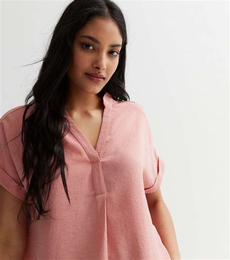 Pale Pink Short Sleeve Blouse New Look