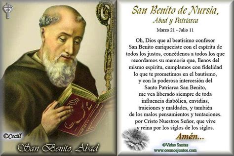 Santoral Catolico Oraciones A San Benito De Nursia Oraci N A San