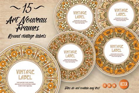 15 Art Nouveau Labels Set 2 By Elen Lane TheHungryJPEG