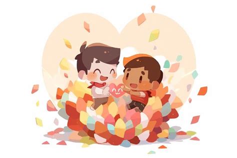 Pareja De Anime Gay Dentro De Un Coraz N Abstracto Ilustraci N De Valent N Fondo Rom Ntico