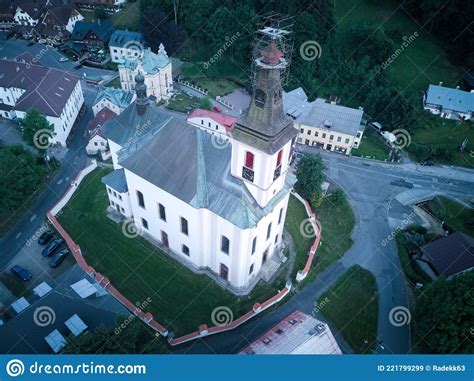 White Church On The Square Roof Tower Stock Image Image Of Roof