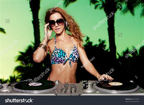 Sexy Bikini Dj Beach Party Stock Photo 80410972 Shutterstock