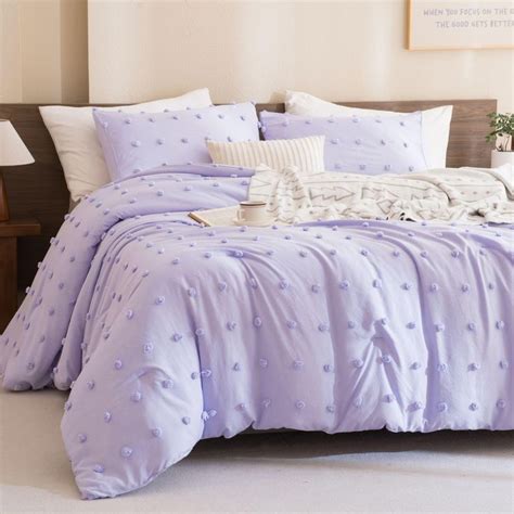 Paxrac Dreamy Lavender Comforter Set Queen 3 Pieces Tufted Light