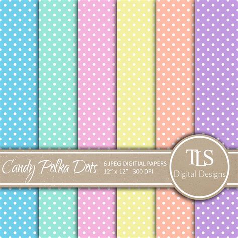 Candy Polka Dots Paper Scrapbooking Digital Paper Polka Dot Etsy