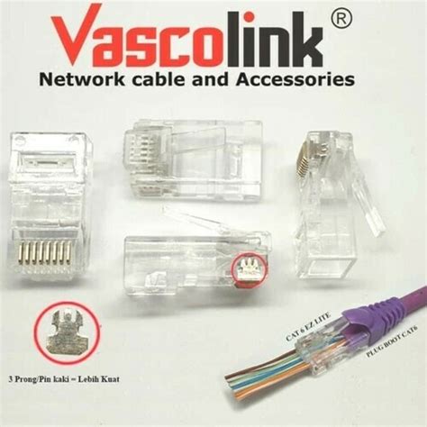 Jual Connector Rj Vascolink Gold Ez Lite Cat Pcs Shopee Indonesia