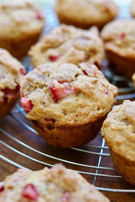 Strawberry Rhubarb Muffins (Vegan) - The Cheeky Chickpea