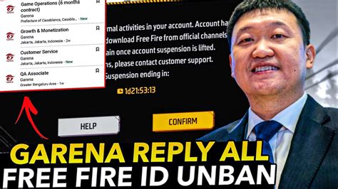 GARENA OFFICIAL UPDATE ON ALL ID UNBAN FREE FIRE ID UNBAN FREE