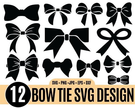 12 Bow Tie SVG, Bow Outline SVG, Bow Cut Files, Bow Silhouettes, Bow ...