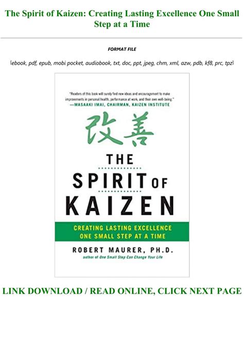 The Spirit Of Kaizen Creating Lasting Excellence One Small Step At A Time 4