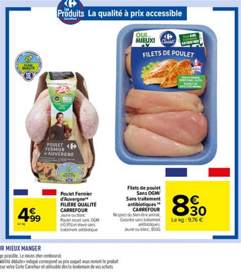 Promo Poulet Fermier D Auvergne Fili Re Qualit Carrefour Filets De