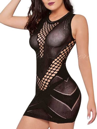 Lingerie Sexy Mini Vestido Sensual Detalhada Furos Frete Gr Tis