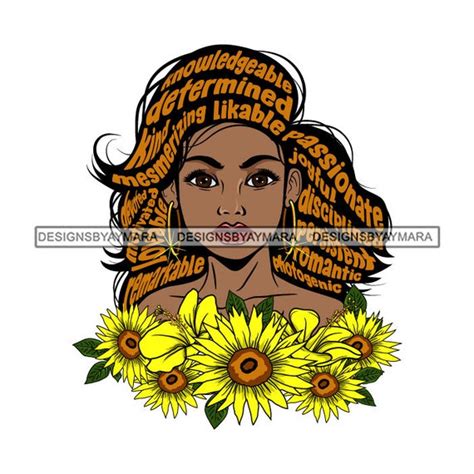 Afro Woman Svg With Flowers Hair With Letters Melanin Popping Etsy