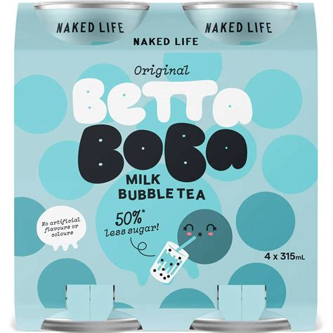 Naked Life Betta Boba Original Iced Bubble Tea Can Ml X Pack