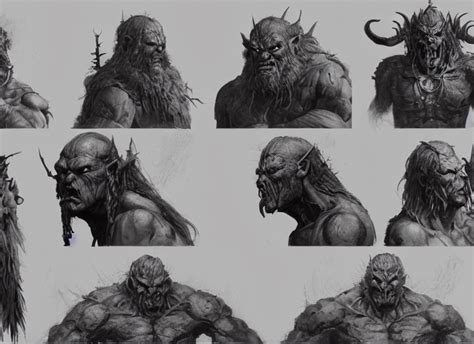 KREA AI Feral Orc Chieftain Charector Concept Sheet Beksi