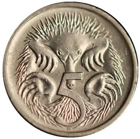 5p Hedgehog - the cute anteater coin from Australia