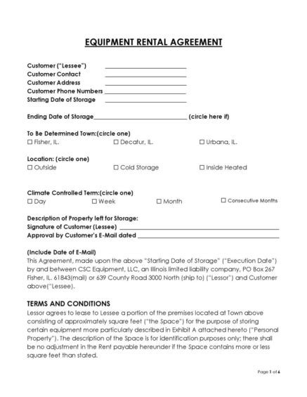 24 Free Equipment Rental Agreement Forms Templates