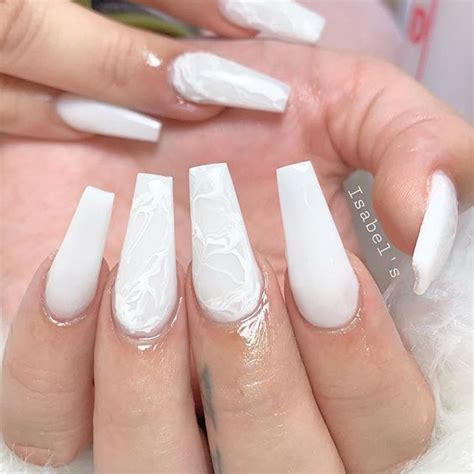 Coffin Nails White Marble Makeup Nails Nails Long Nails