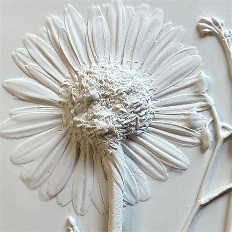 White Gerbera Daisy Botanical Bas Relief Floral Plaster Wall Etsy