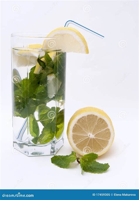 Tonic with mint and lemon stock image. Image of cool - 17459305