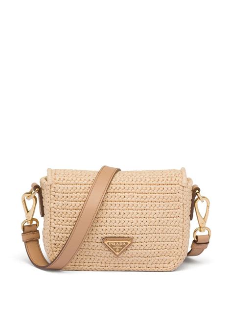 Prada Raffia Shoulder Bag Neutrals Farfetch