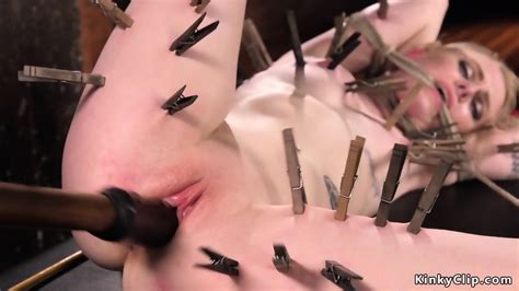 Clamped Body Blonde Sub Pussy Toyed