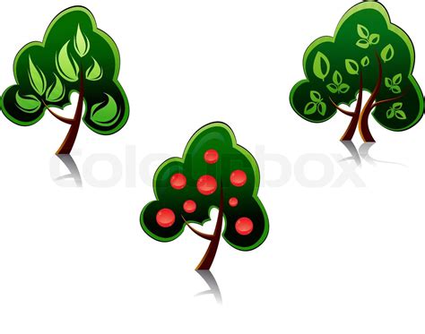 set  tree symbols   signs  emblems stock vector colourbox