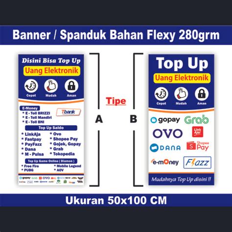 Jual Spanduk Top Up Banner Konter Ukuran 50x100 Cm Kab Jombang